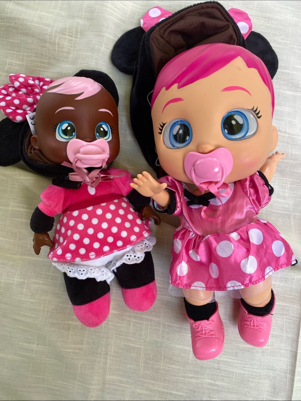 Pink Polka Dot Baby Dolls Set - Plush Interactive Toys